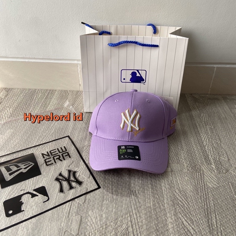 Topi Ny Newyork Cap Purple logo White / Ungu Yankess