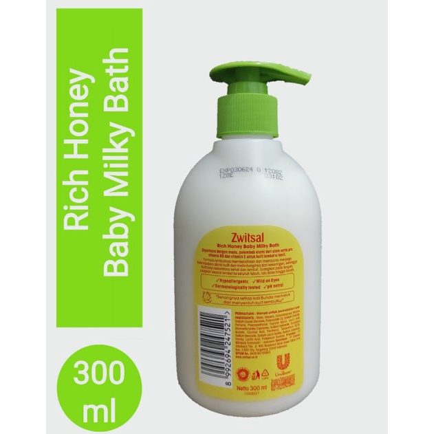 Zwitsal Baby Milky Bath Rich Honey Pump 300ml