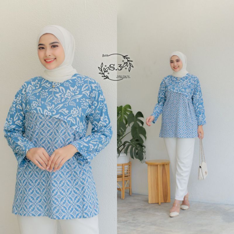 Blus Batik Kekinian - Tunik Batik Terbaru - Zara Blouse