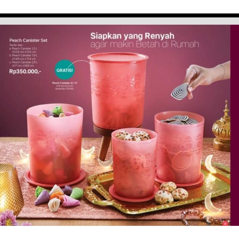 peach canister set  toples tupperware toples snack