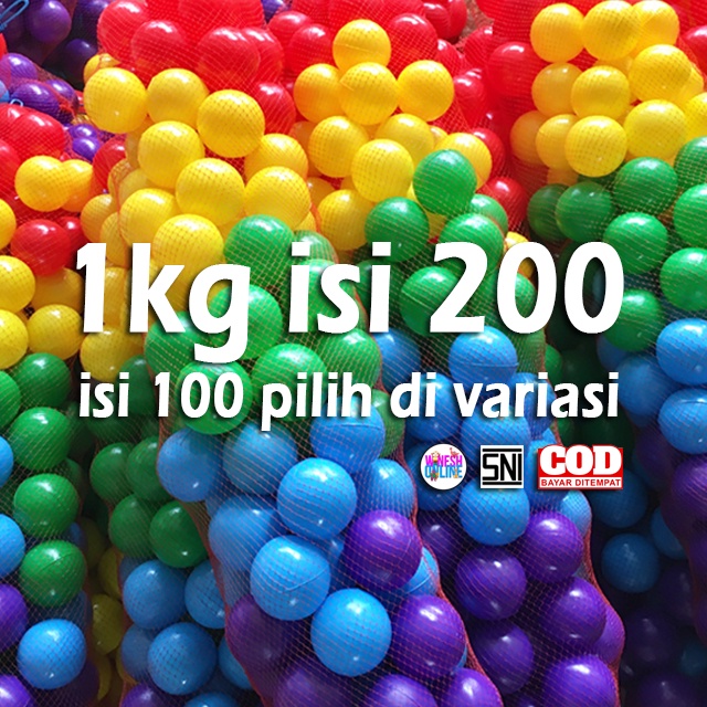 (SNI) 1kg 200 pcs Bola Warna Plastik / Bola Mandi Bola