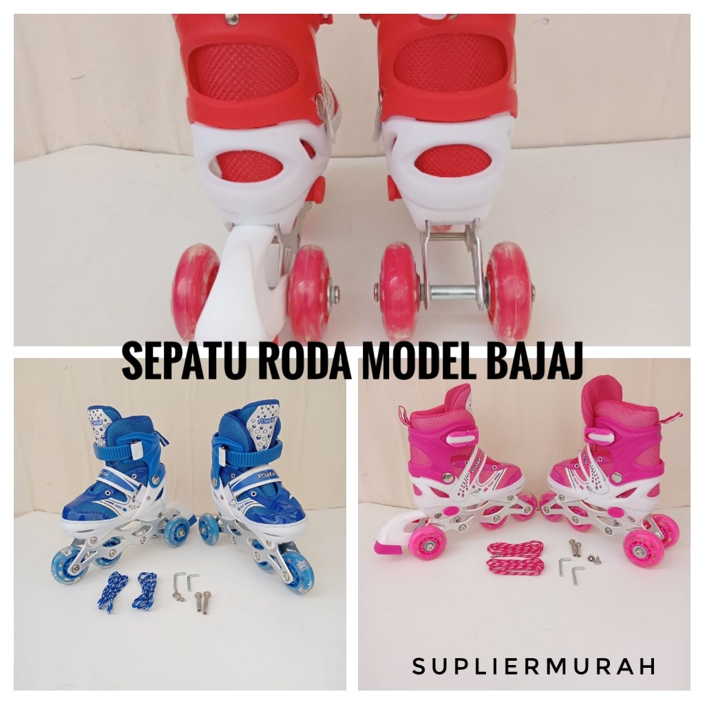 Sepatu roda anak fullset inline skate bisa model bajaj dan model mobil bonus baut bajaj kunci L