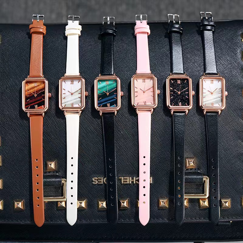 COD✅ Jam Tangan Wanita Kulit Kotak Analog Fashion Watch Gaya Korea JamTangan Hijau Kecil Harga Murah   S1212