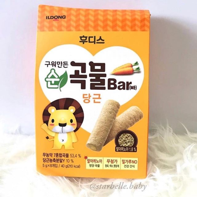 Ildong Agimil Pure Organic Grain Bar. Carrot (12 months +)