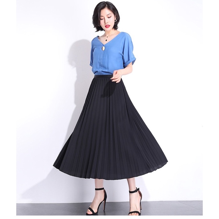 ROK MAXI PLEAT  WANITA KARET MUSLIM SKIRT PANJANG DRESS MX528