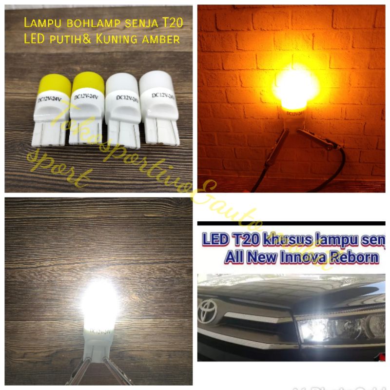 Lampu bohlamp LED senja T20 T10 kotak Toyota Innova reborn putih kuning amber Lampu senja Innova T20