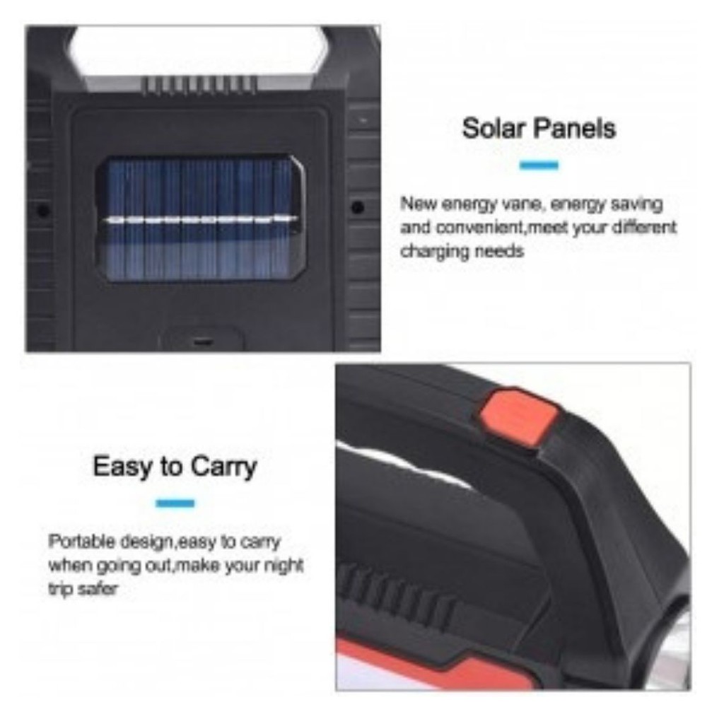 Senter Travel Portabel LED USB Multifungsi Power Bank Solar Charger 111107