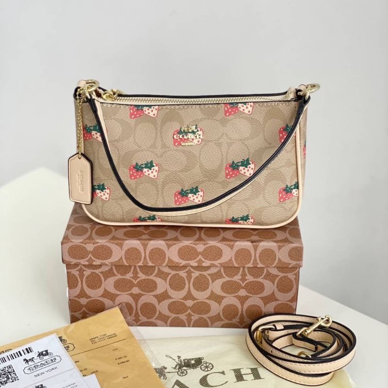 Tas Coach Stawberry Mini Sling Bag Free box