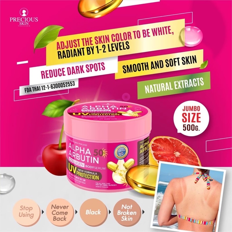 [BPOM] Alpha Arbutin Colagen Body Serum Lotion spf 50+ thailand POT