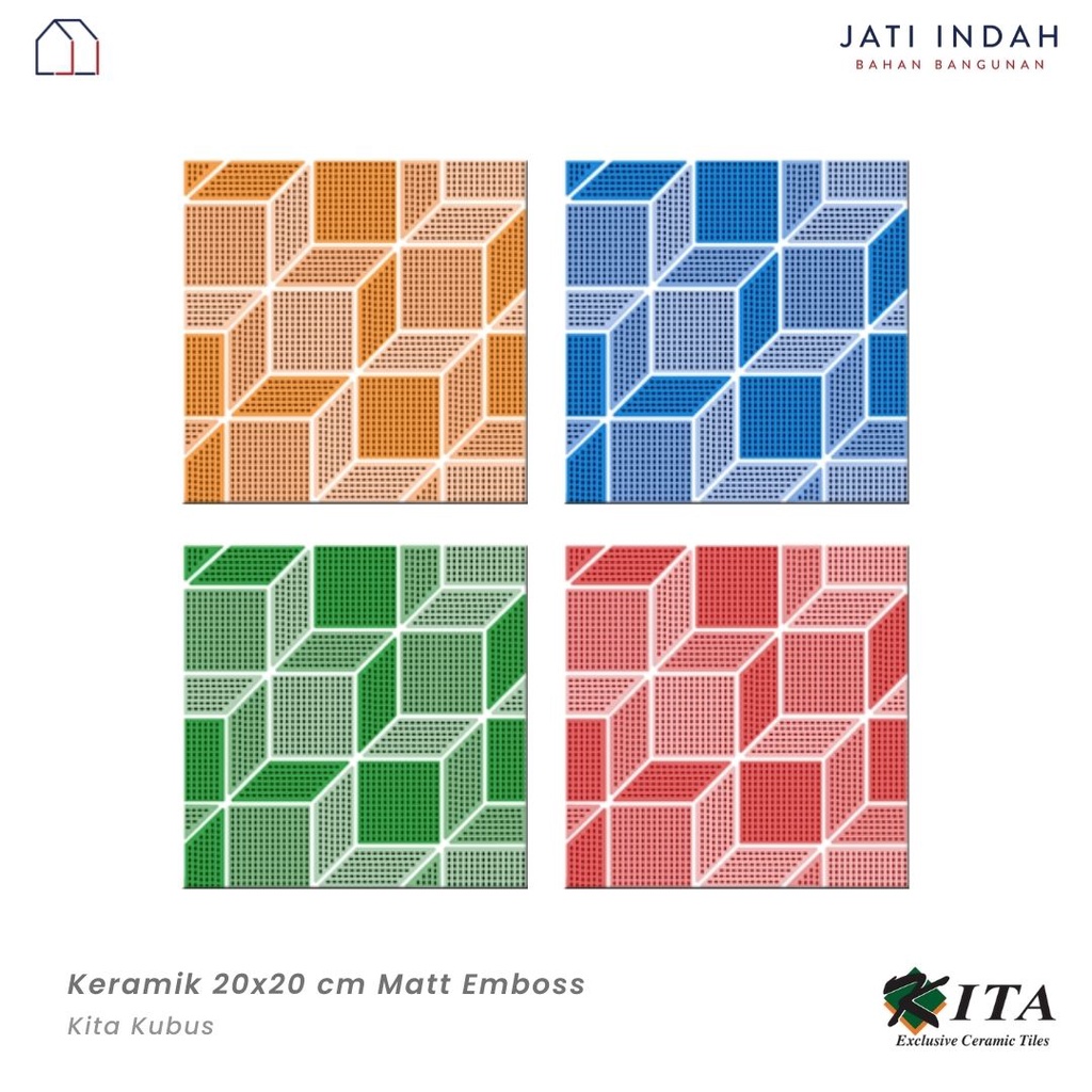 Keramik Lantai Kamar Mandi 20x20 cm Matt Emboss Kita Kubus