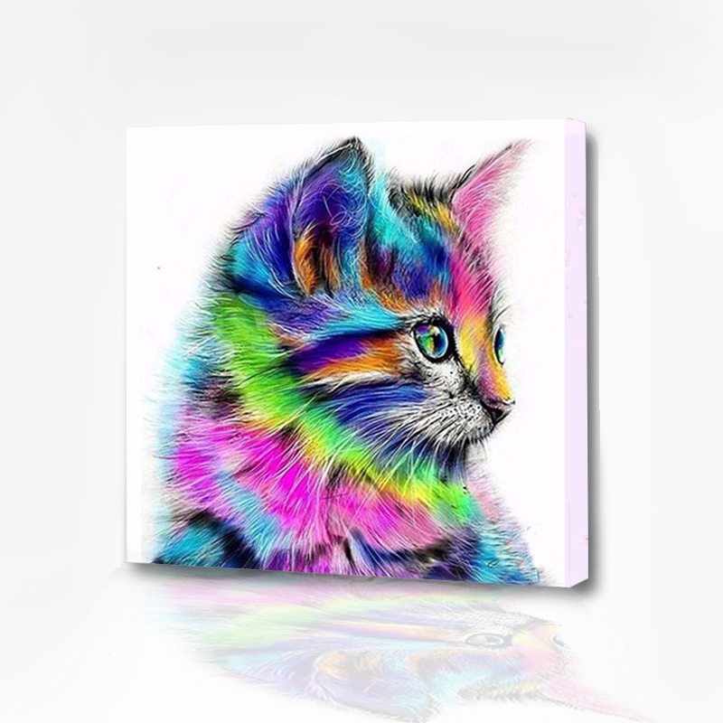 Diy Lukisan Diamond 5d Dengan Gambar Kartun Binatang Kucing Warna Warni Untuk Hiasan Dekorasi Rumah