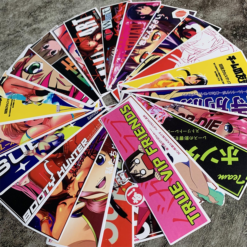 24 Pcs Stiker Vinyl Motif Anime Jepang Tahan Air Untuk Motor / Mobil / Laptop