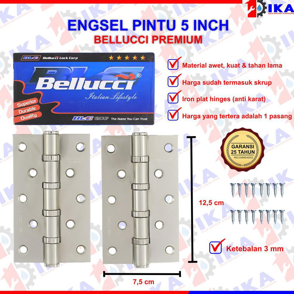 ( BISA COD ) ENGSEL TEBAL BELLUCCI 5" / 12.5CM ORIGINAL / KUALITAS PREMIUM UNTUK PINTU KAYU JATI