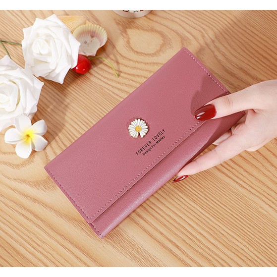 W04 Dompet Panjang Wanita Modern Daisy Flower Women Wallet Kartu Cewek Korea Resleting Remaja Murah