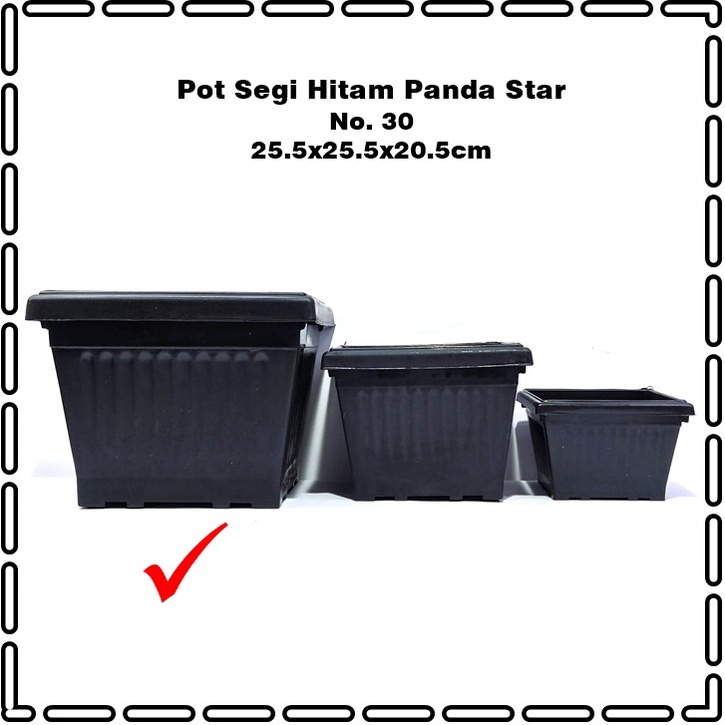 RML764D Pot Tanaman Segi 30 Bata/Hitam Panda Star