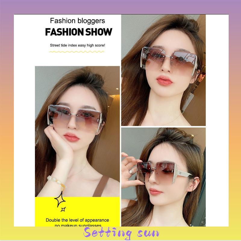 Kacamata Hitam Perlindungan UV Wanita Musim Panas Kacamata Sense Premium Tanpa Bingkai TN