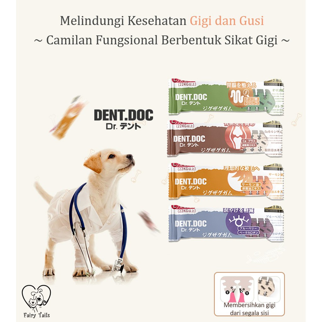 Dent.doc Single Cleaning Teeth Sharkbone Stick dent.dog | Chew Stick Kunyah Untuk Gigi Sehat | Snack Anjing