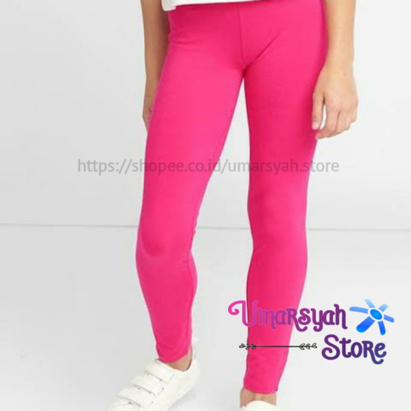 Celana Leging Anak Perempuan Polos Usia 4-12 Tahun Bahan Licin (Jersey)