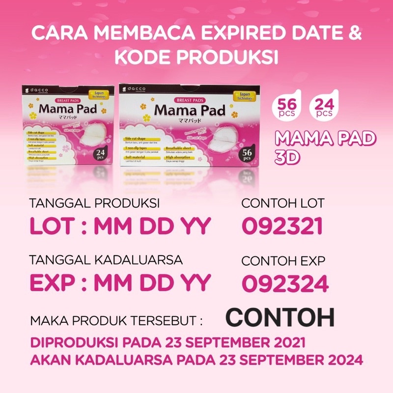 Mamapad Breastpad isi 56 / 24 pcs 3D Side Cut Shape Dacco / Mama Pad Breast Pad Premium 68 EXP 2025