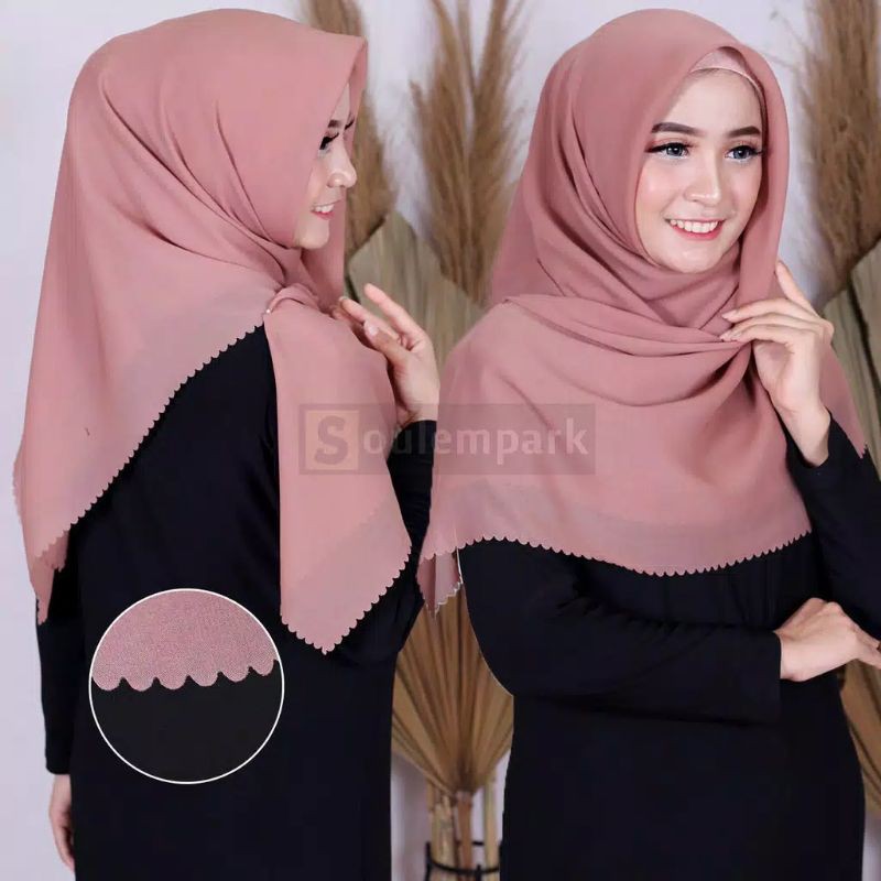 Jilbab Bella Square Lasercut || Hijab Segiempat Bella