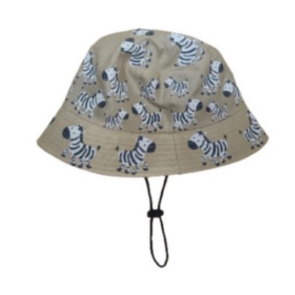 Bucket Hat Tali Anak Sablon Karakter Zebra Usia 1-8 Tahun Laki Perempuan