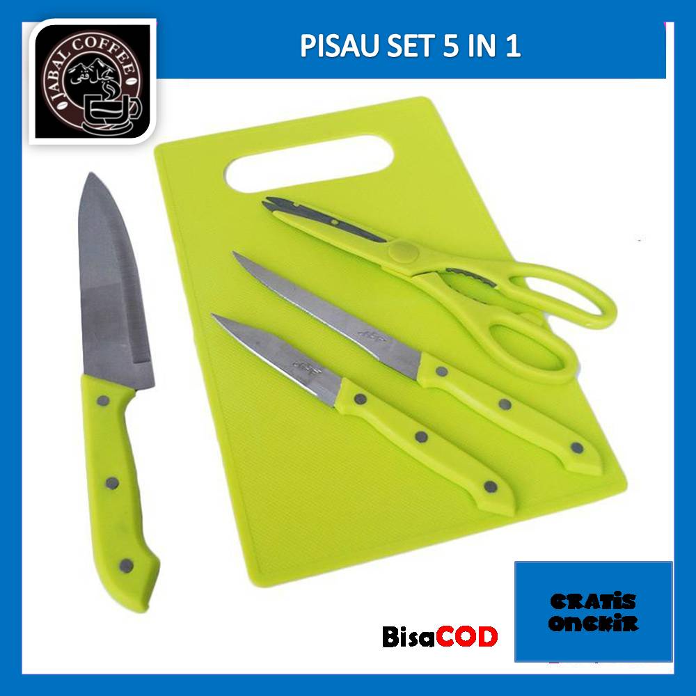 Pisau Set Talenan 5 in 1 Stainless Steel / Set Talenan Dapur 010