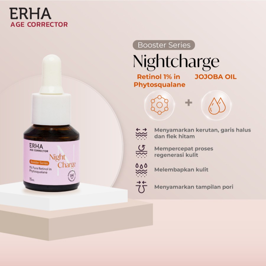 ERHA Age Corrector Serum + Nightcharge Booster - Paket Anti Aging Glowing Wajah