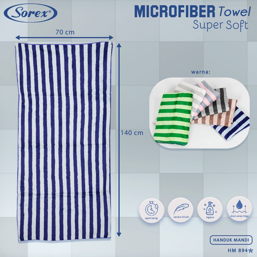 SOREX Handuk Mandi Microfiber Super Soft Lembut, Anti Apek dan Cepat Kering / Handuk Mandi Sorex