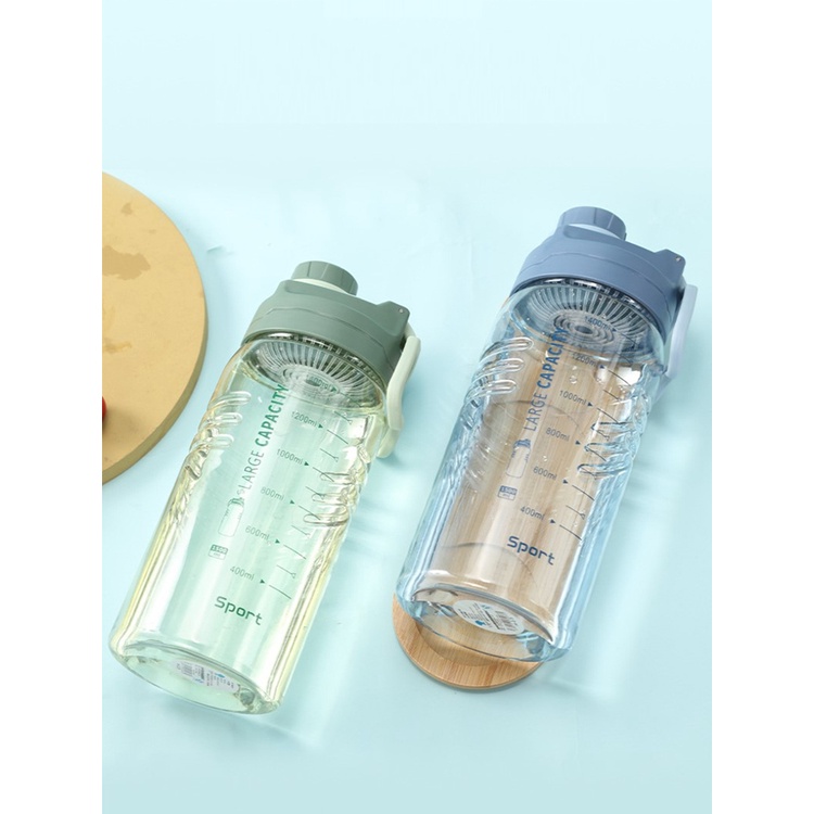 Botol Air Portabel Kapasitas 1500ml Bahan Plastik Transparan Tahan Suhu Tinggi Untuk Olahraga