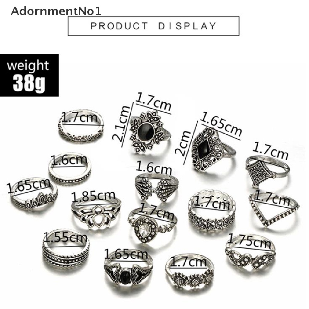 (AdornmentNo1) 15pcs / set Cincin Gaya Punk Gothic Vintage Untuk Pria / Wanita