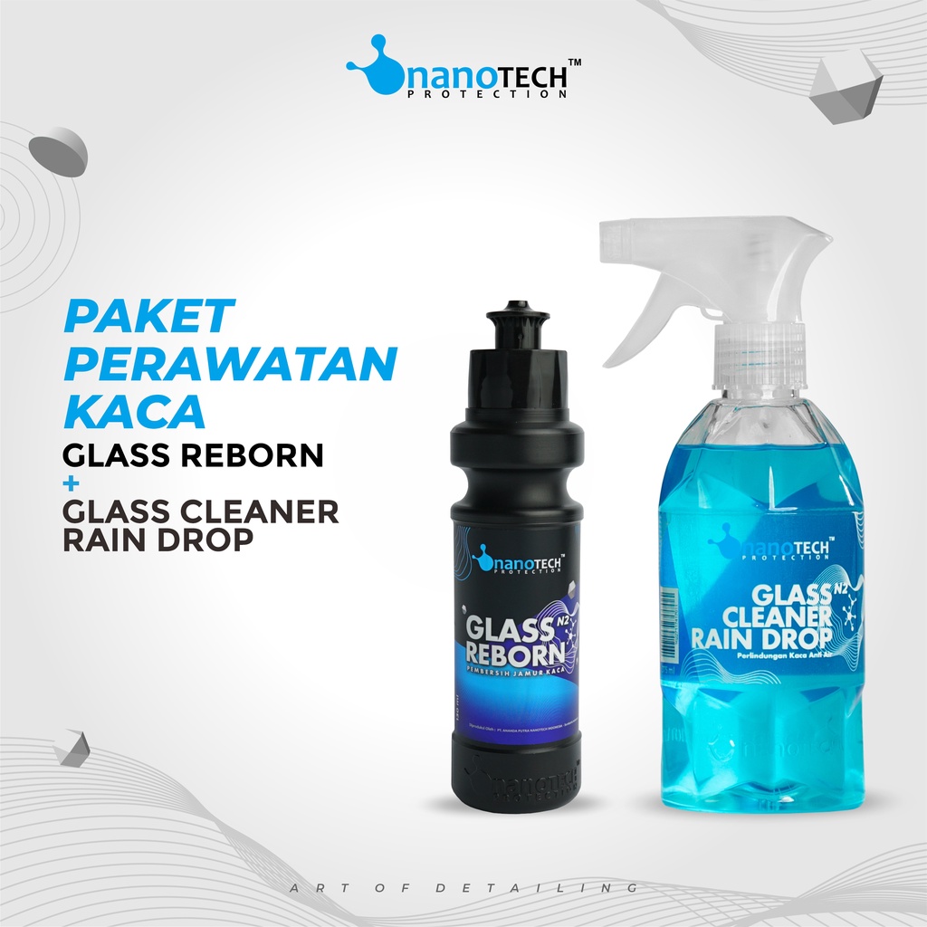 Pembersih Jamur Kaca &amp; Perawatan Kaca Anti Air / PAKET - nanoTECH PROTECTION - Obat Pembersih Jamur Kaca - Glass Coating - Coating Kaca - Kaca Anti Air - Kaca Efek Daun Talas - Glass Guard - Glass Fussion - GLASS CLEANER RAIN DROP + GLASS REBORN / PAKET