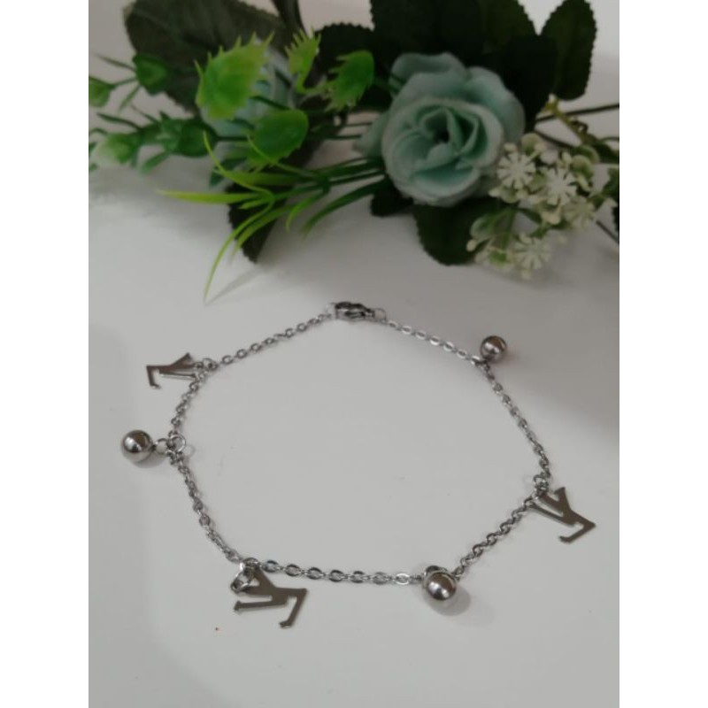 GELANG TANGAN WANITA TITANIUM ASLI ANTI KARAT LAPIS EMAS 22 K WARNA SILVER MOTIF PILIHAN