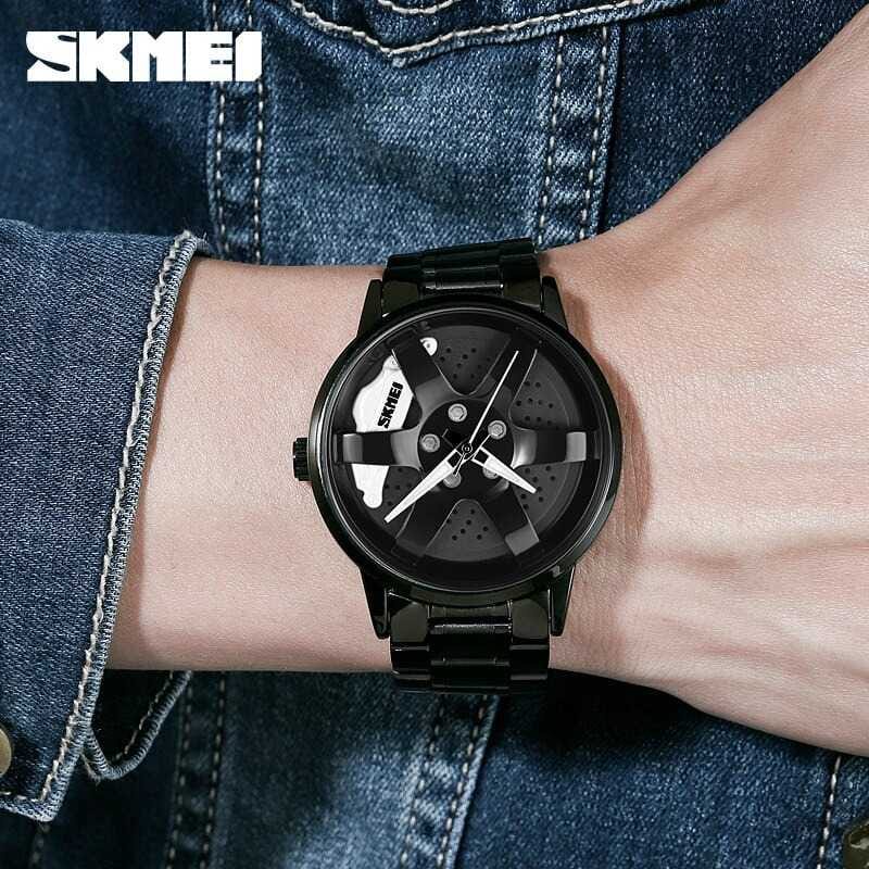 JAM TANGAN SKMEI 1824 STAINLESS STELL MODEL TERBARU/ JAM  TANGAN PRIA D=43,mm/ JAM TANGAN RANTAI HITAM STAILESS TELL WR 5 BAR