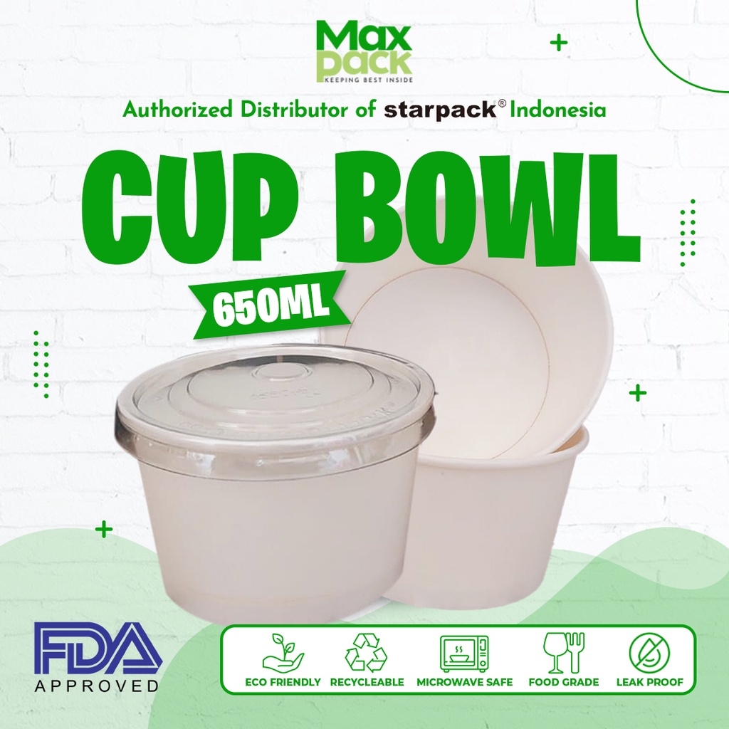 [25 PCS] Cup Bowl 650ml 22oz Starpack / Paper Bowl 650ml 22oz / Mangkuk Kertas / Soup Cup / Rice Bow