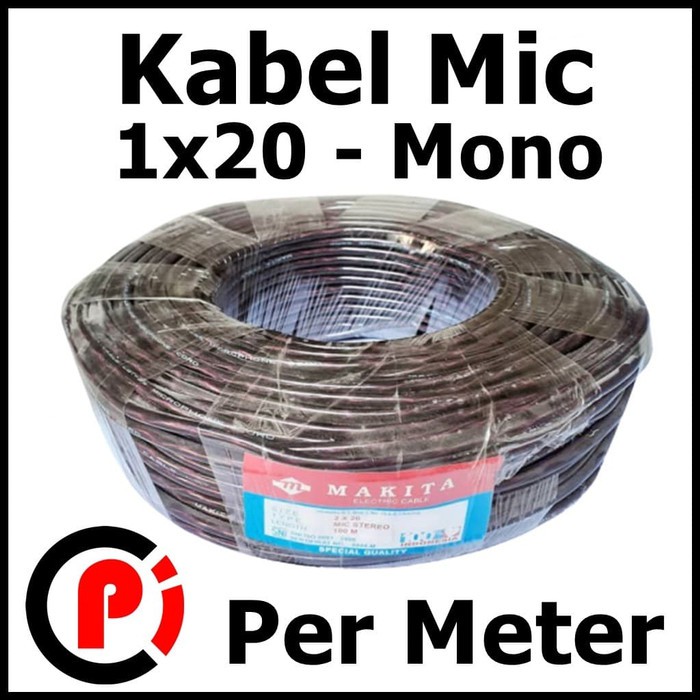 Kabel Mic Mono Isi 2 Ukuran 1 x 20 Per 1 Meter