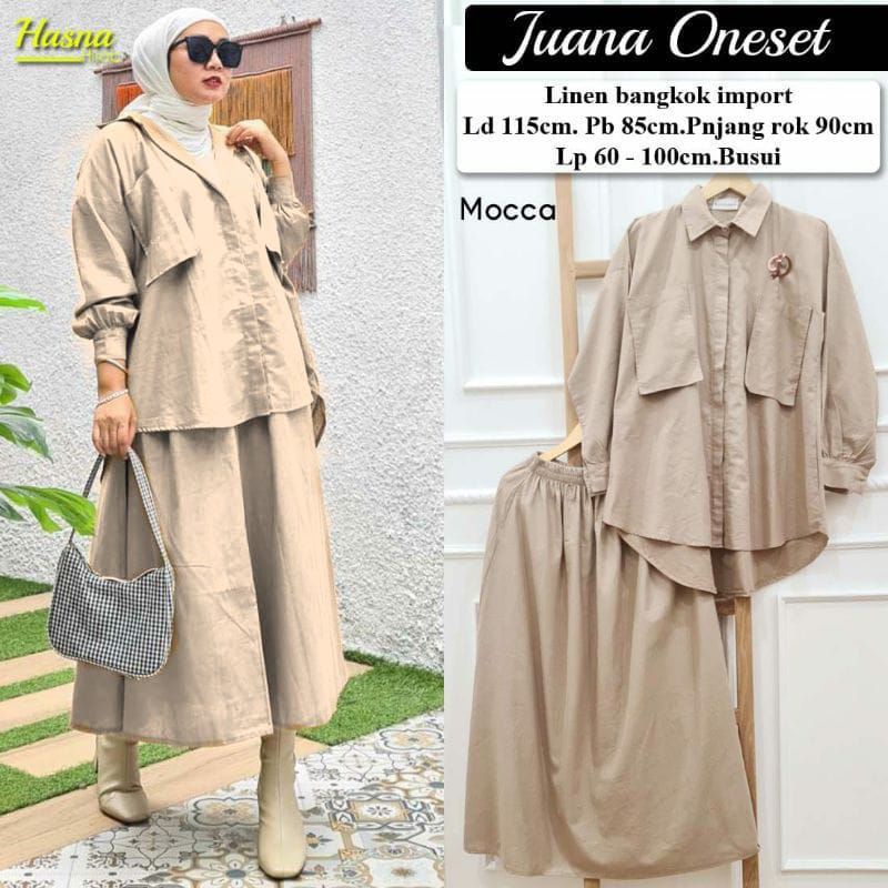 Erlindaw Collection//Import Oneset rok Hasna set Bahan katun linen bangkok