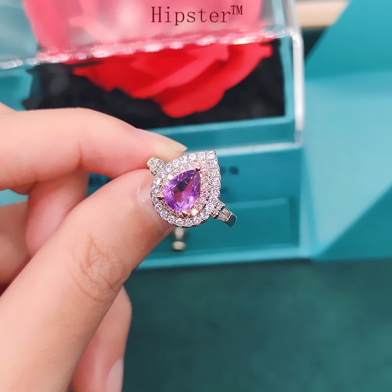 New Luxury Ring Natural Amethyst Open Women