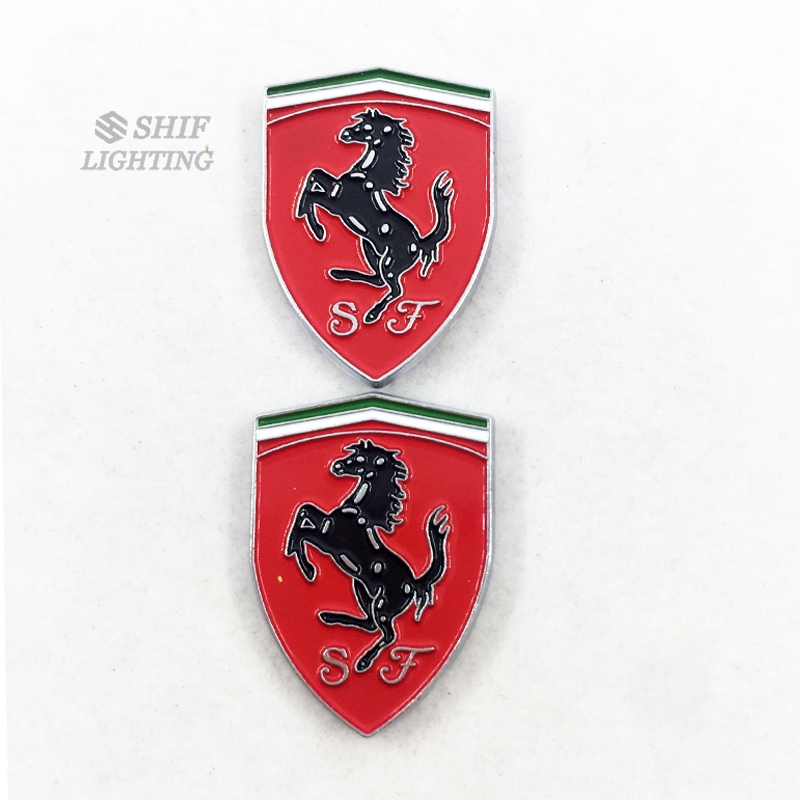 2pcs Stiker Emblem Logo Sf Horse Bahan Metal Untuk Ferrari