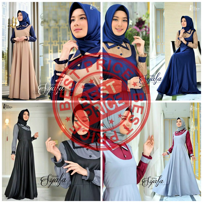 Gamis - Baju Muslim Wanita - Long Dress Muslimah - Hitam TERBAIK