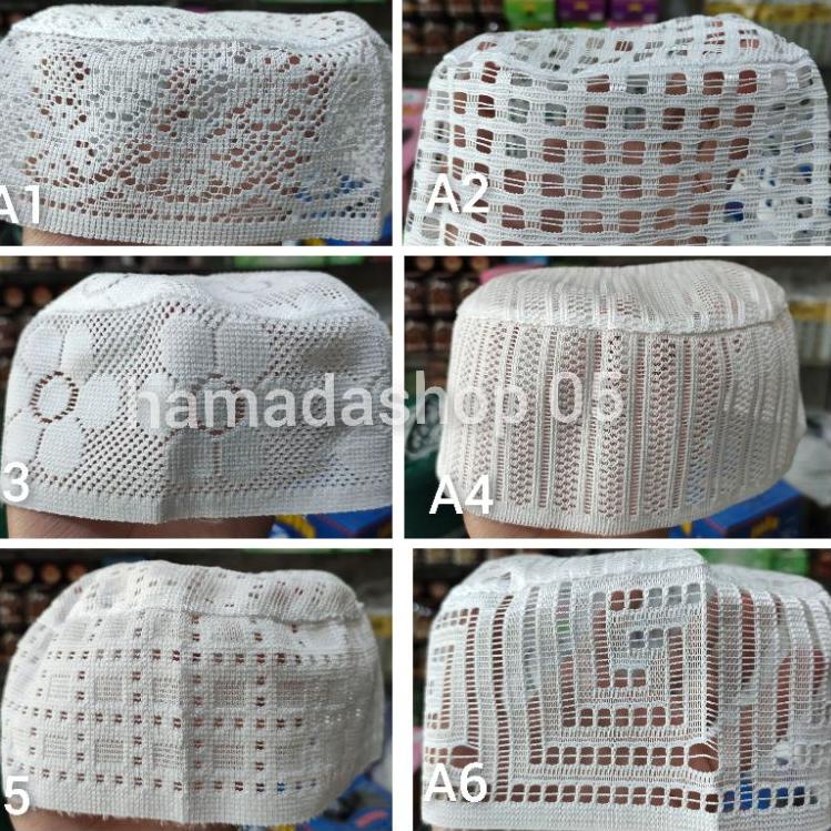 V Peci Jaring Lulu Al Bukhari murah min pembelian 1 lusin , Kopiah Jaring tipis habaib 79 ↕