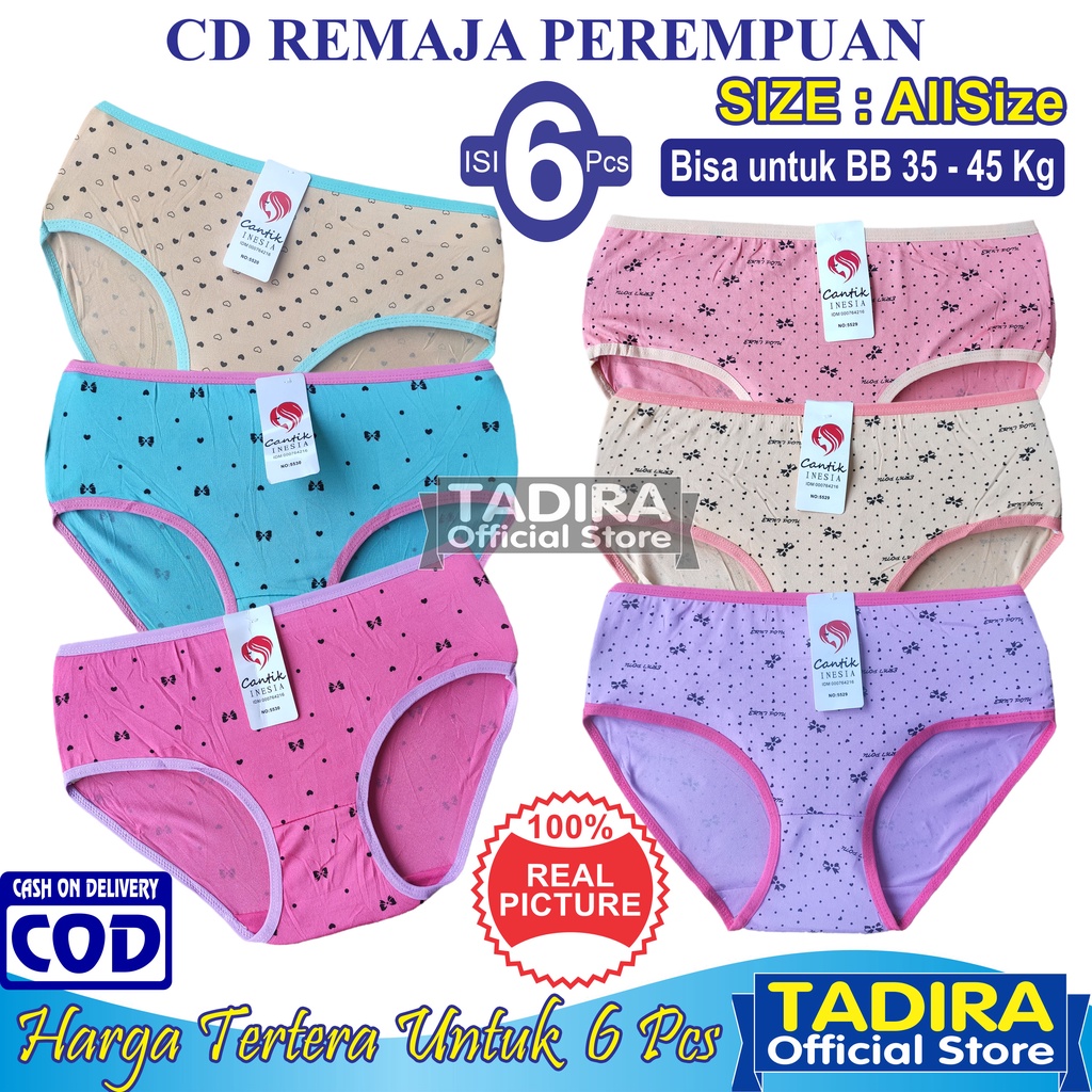 6 Pcs CD Remaja Anak Perempuan Bahan Lembut Motif Random Multiwarna TADIRA Store