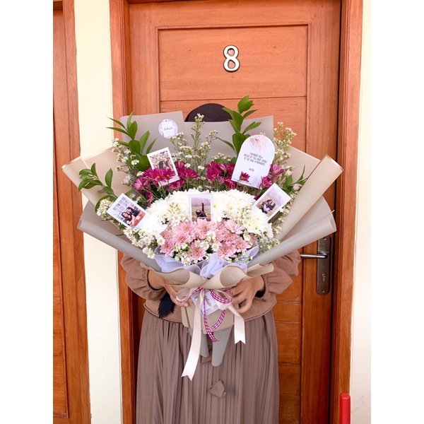 (GRAB ONLY) FRESH FLOWER BOUQUET WITH PHOTOS - BUNGA ASLI