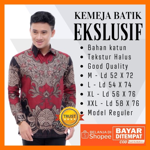 Kemeja Batik Pria Batik Terbaru Lengan Panjang Kode 028 Lengan Panjang Reguler size M L XL