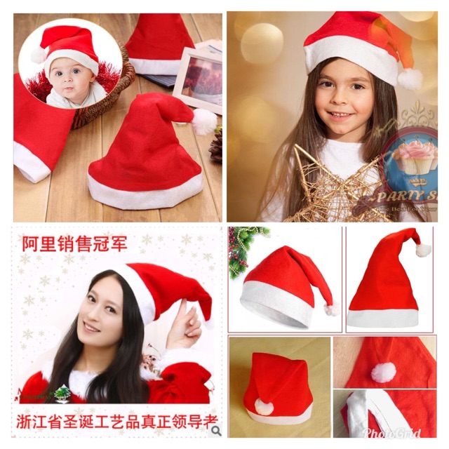 TOPI NATAL SANTA CLAUS POLOS ANAK DEWASA CHRISTMAS HAT AKSESORIS LUCU