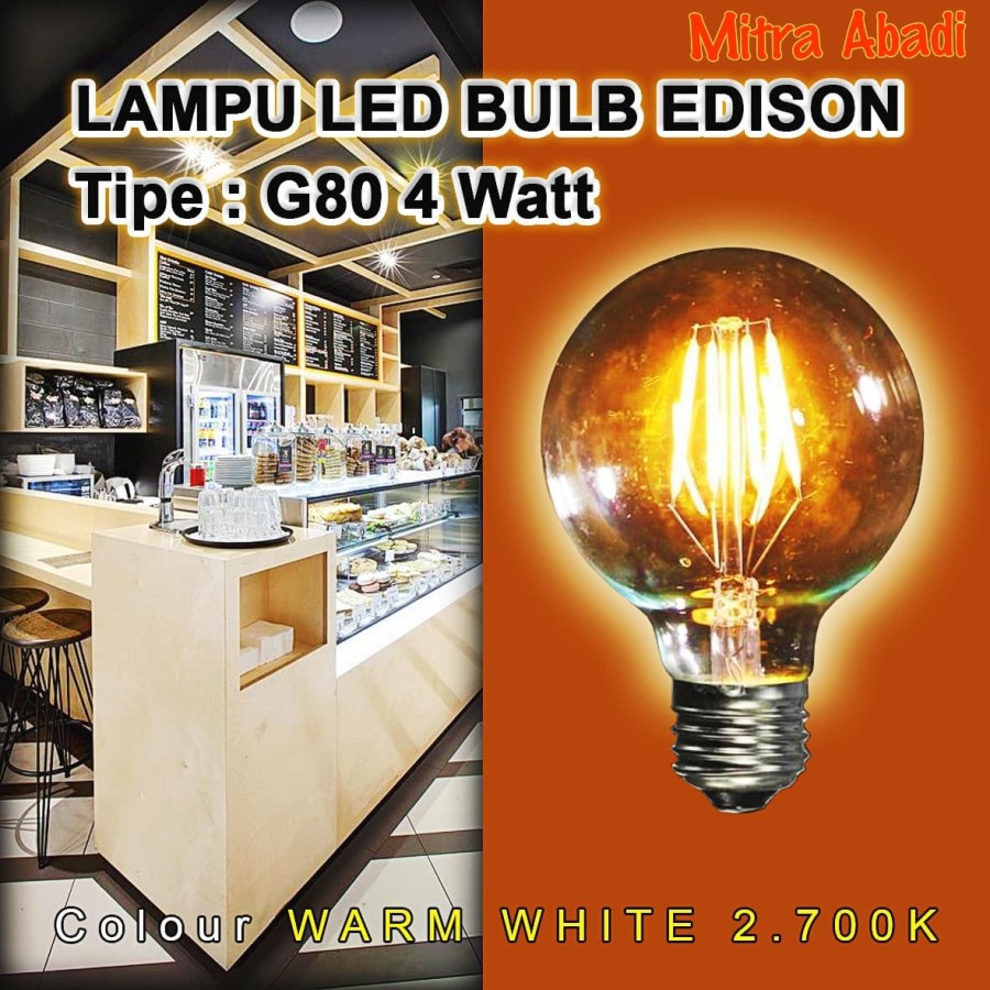 Lampu Bulb LED Filamen Edison Vintage G80 4 Watt/4W Fitting E27