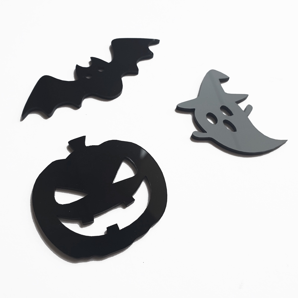 Tag Dekorasi Akrilik Halloween / Kue - 1SET PUMPKIN GHOST BAT