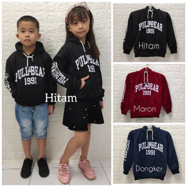 JAKET SWEATER HOODIE ANAK/PULBEAR/BAHAN FLEECE/UMUR 5-10 TAHUN/BISA COD