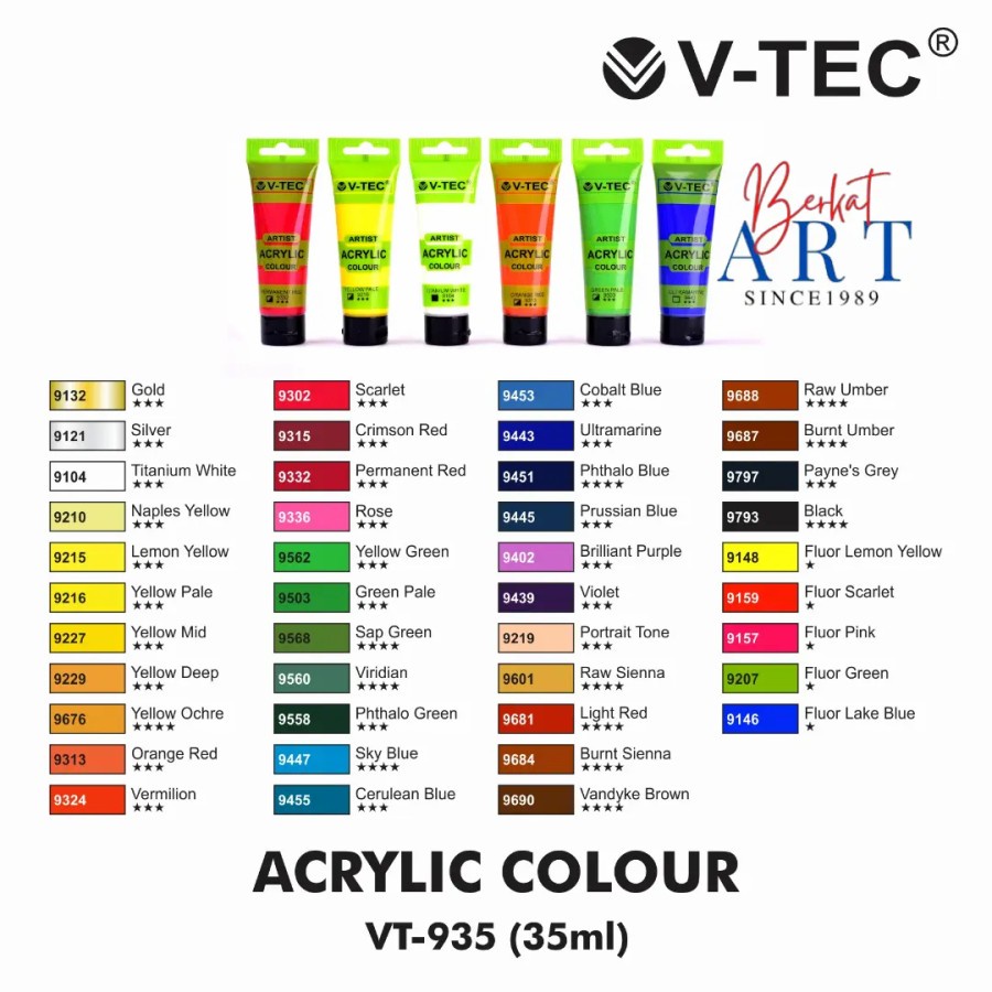 

V-TEC Acrylic Paint Colour 35ml / Cat Akrilik V-TEC