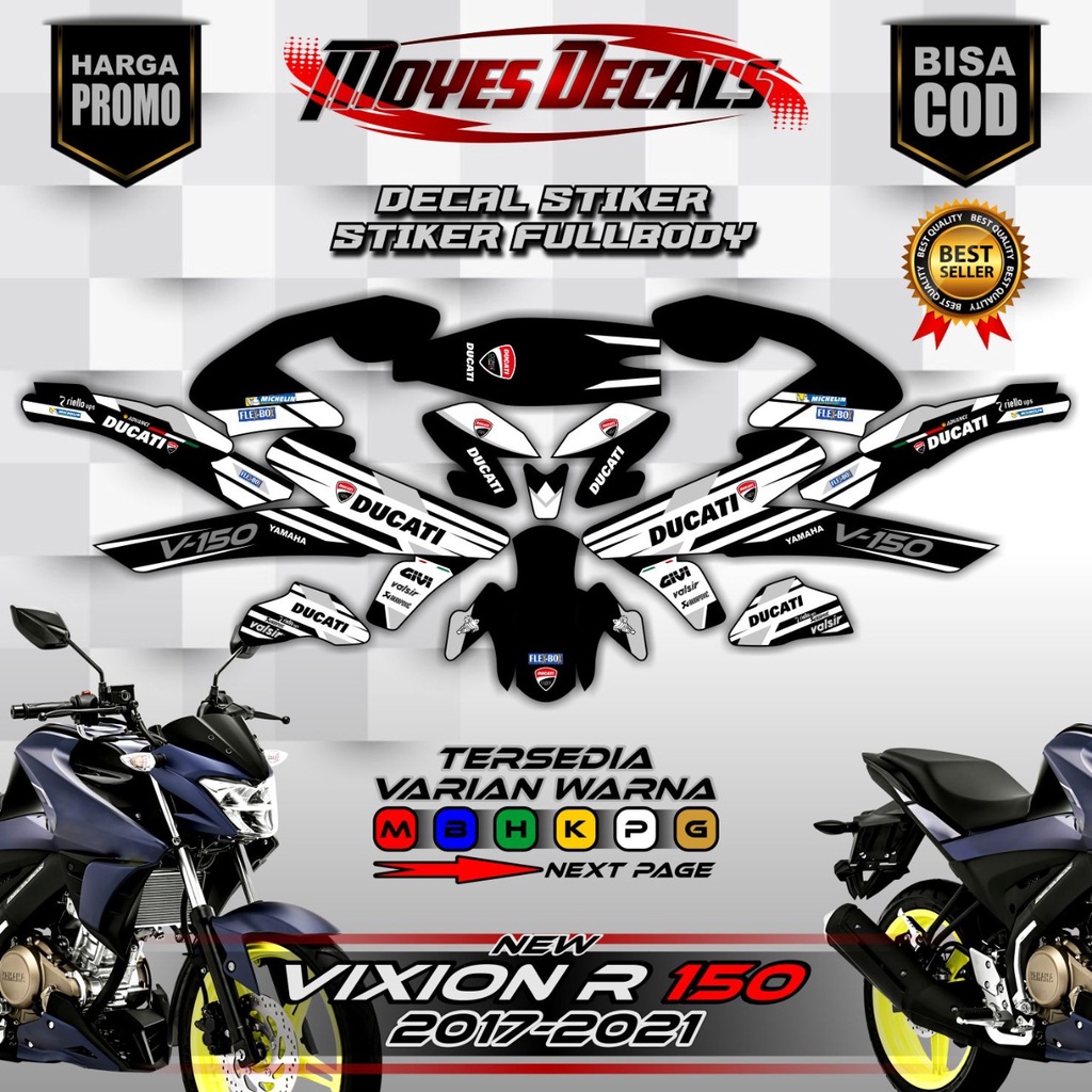 Decal Sticker All New Vixion R Desain Ducati - Spec C
