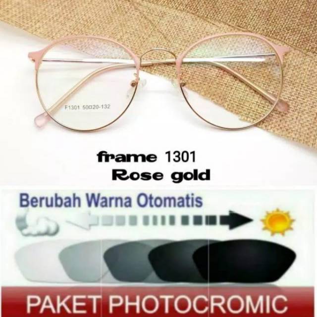 Frame Kacamata Wanita Trendy Terbaru 1301 Minus Anti UV Plus Anti Radiasi PHOTOCROMIC